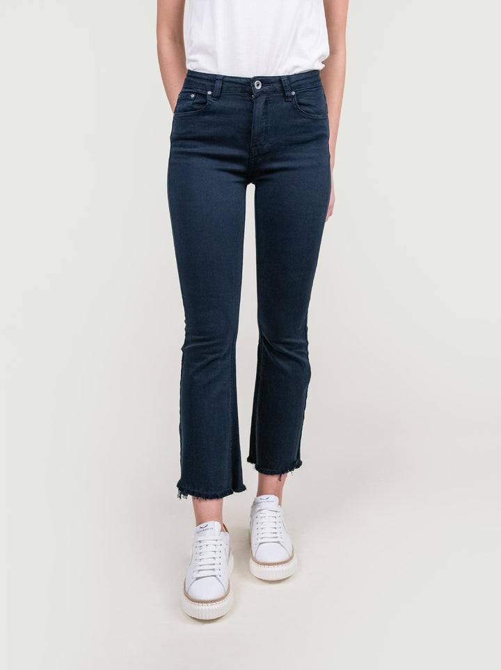 PANTALONE 5 TASCHE SFRANGIATO BLU