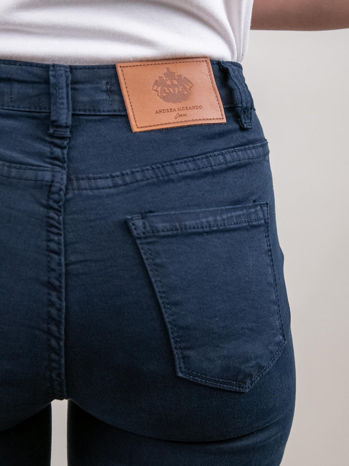 PANTALONE 5 TASCHE SFRANGIATO BLU