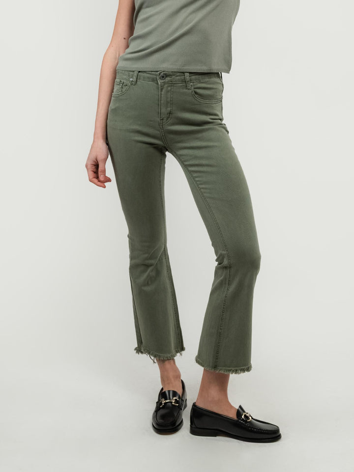 PANTALONE 5 TASCHE SFRANGIATO SALVIA