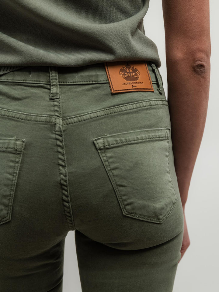 PANTALONE 5 TASCHE SFRANGIATO SALVIA