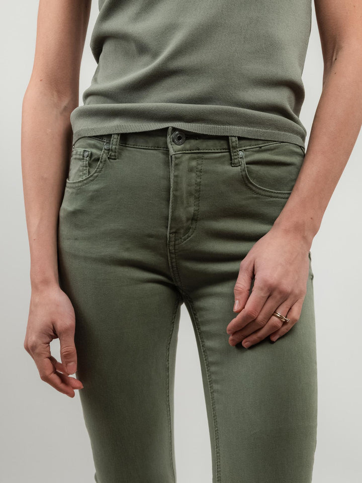 PANTALONE 5 TASCHE SFRANGIATO SALVIA