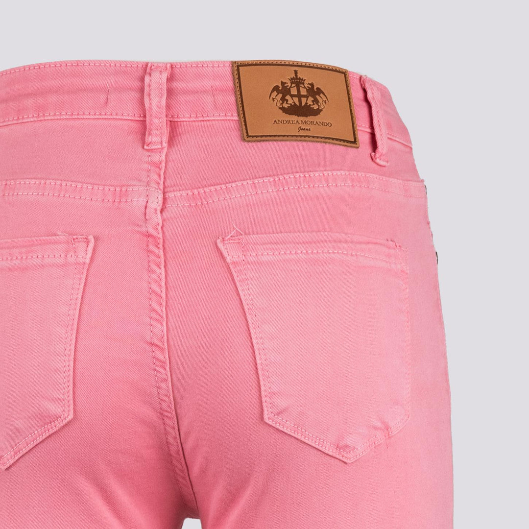 PANTALONE 5 TASCHE SFRANGIATO rosa