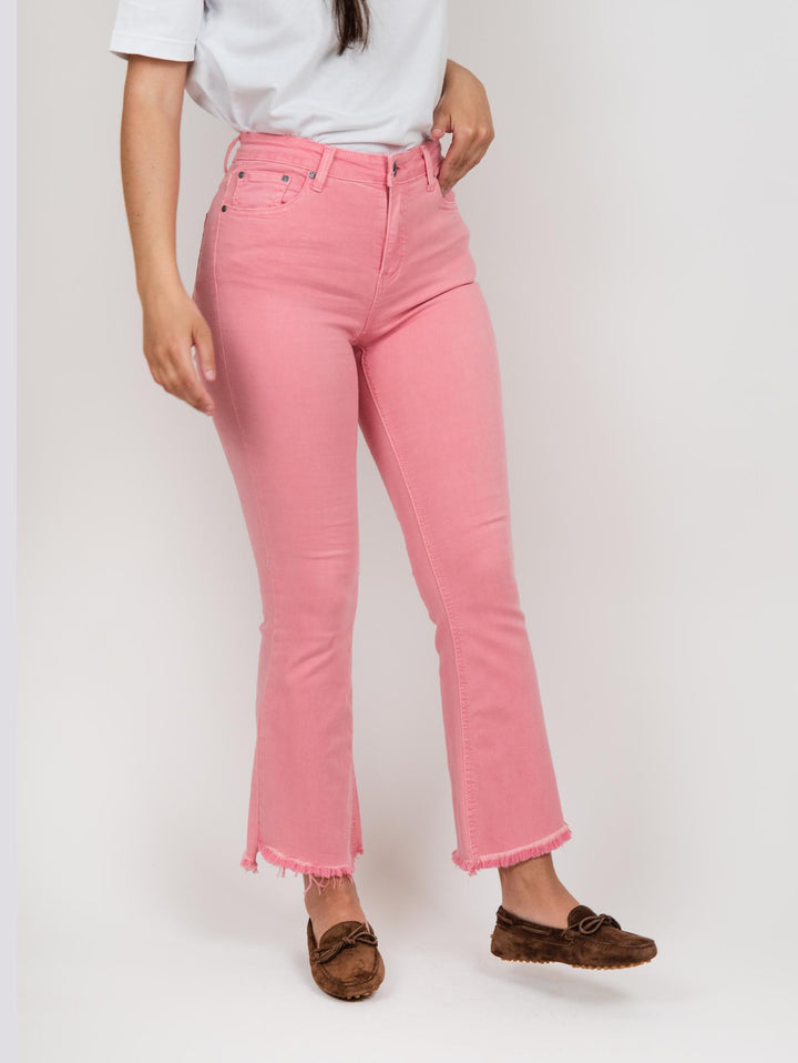 PANTALONE 5 TASCHE SFRANGIATO rosa