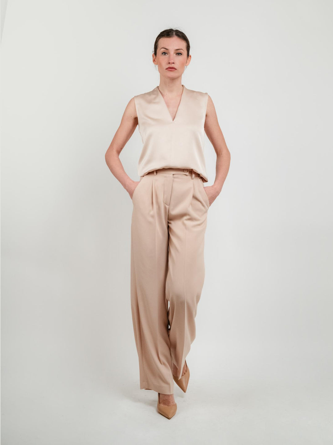 PANTALONE A PALAZZO BEIGE