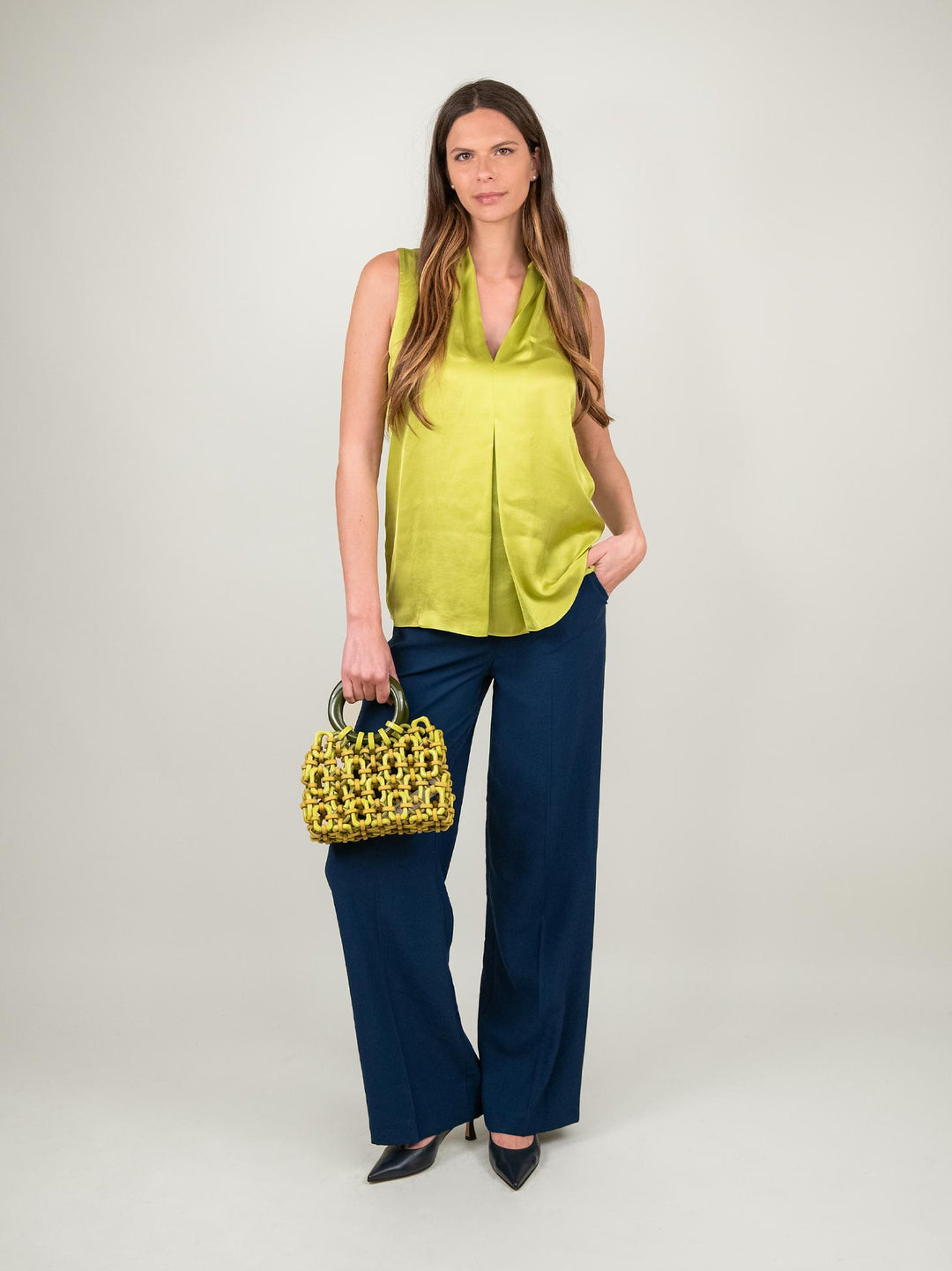 PANTALONE A PALAZZO COLOR BLU