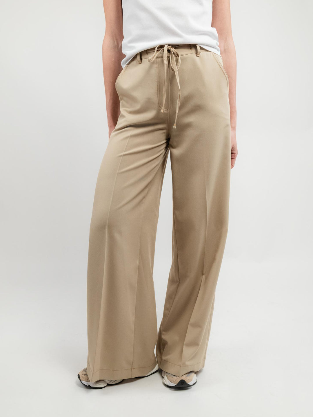 PANTALONE A PALAZZO CON COULISSE BEIGE