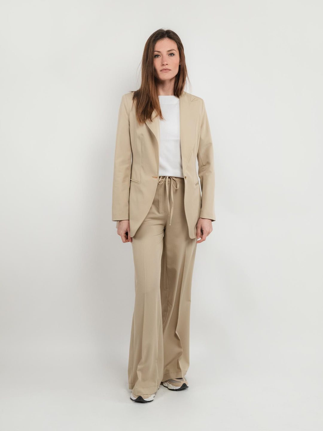 PANTALONE A PALAZZO CON COULISSE BEIGE