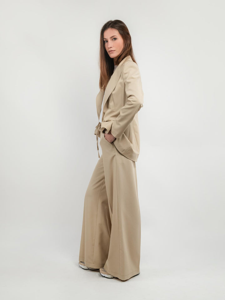 PANTALONE A PALAZZO CON COULISSE BEIGE
