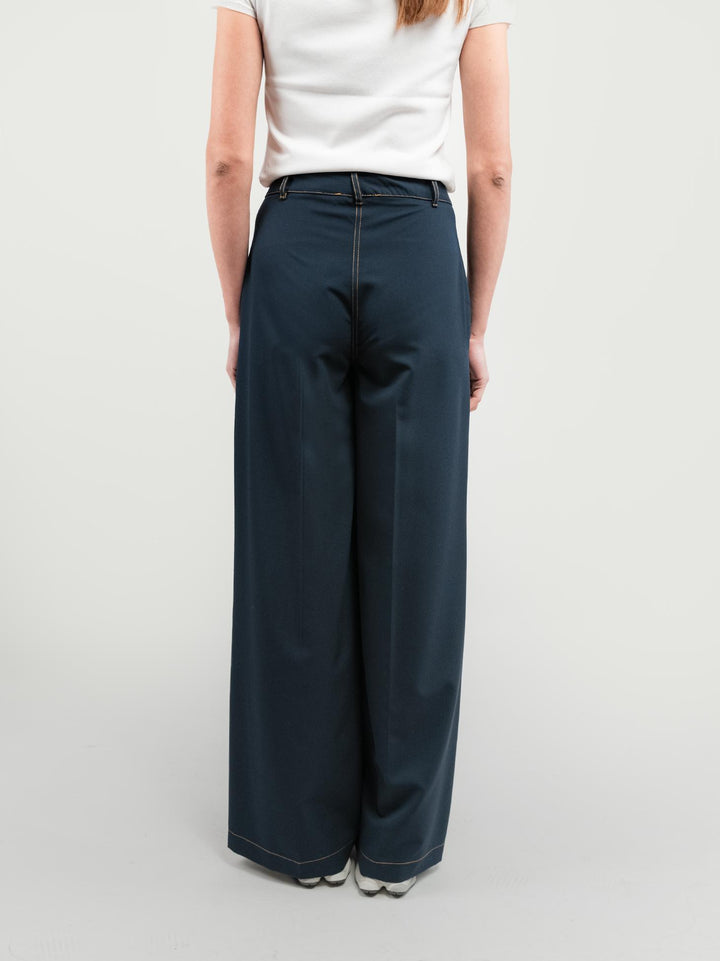 PANTALONE A PALAZZO CON COULISSE BLU SCURO