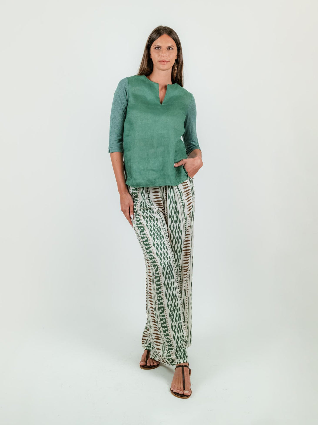 PANTALONE A PALAZZO CON FANTASIA MULTICOLOR