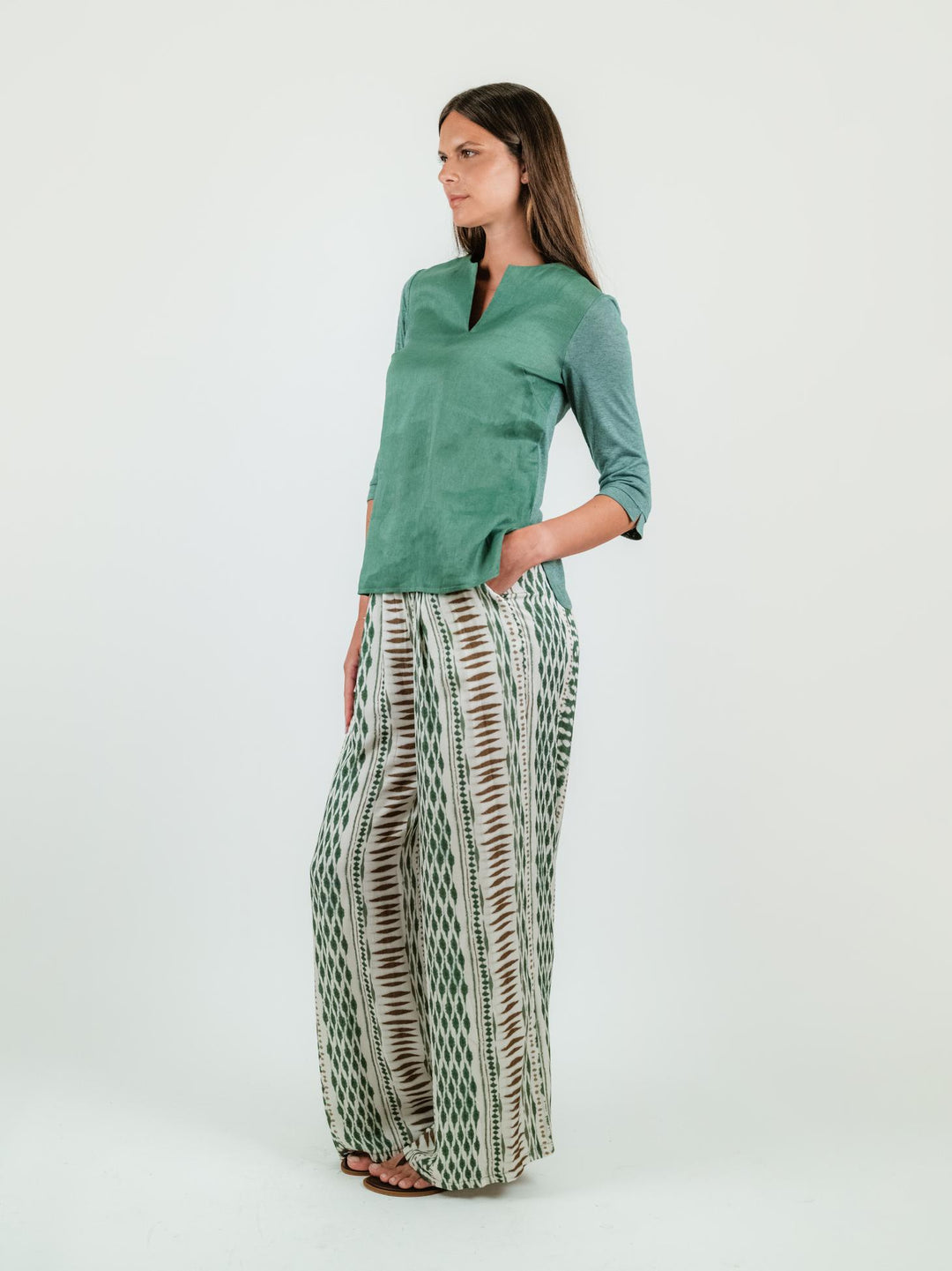 PANTALONE A PALAZZO CON FANTASIA MULTICOLOR