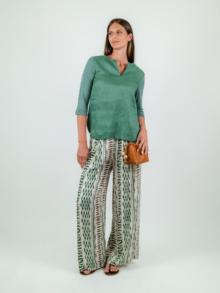 PANTALONE A PALAZZO CON FANTASIA MULTICOLOR