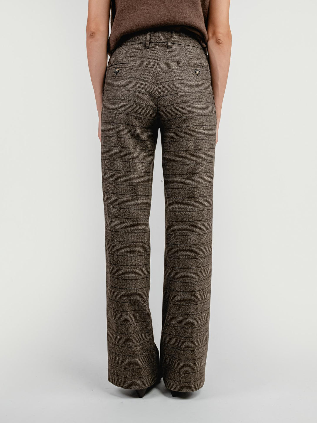 PANTALONE A PALAZZO FANTASIA CHECK TESTA MORO