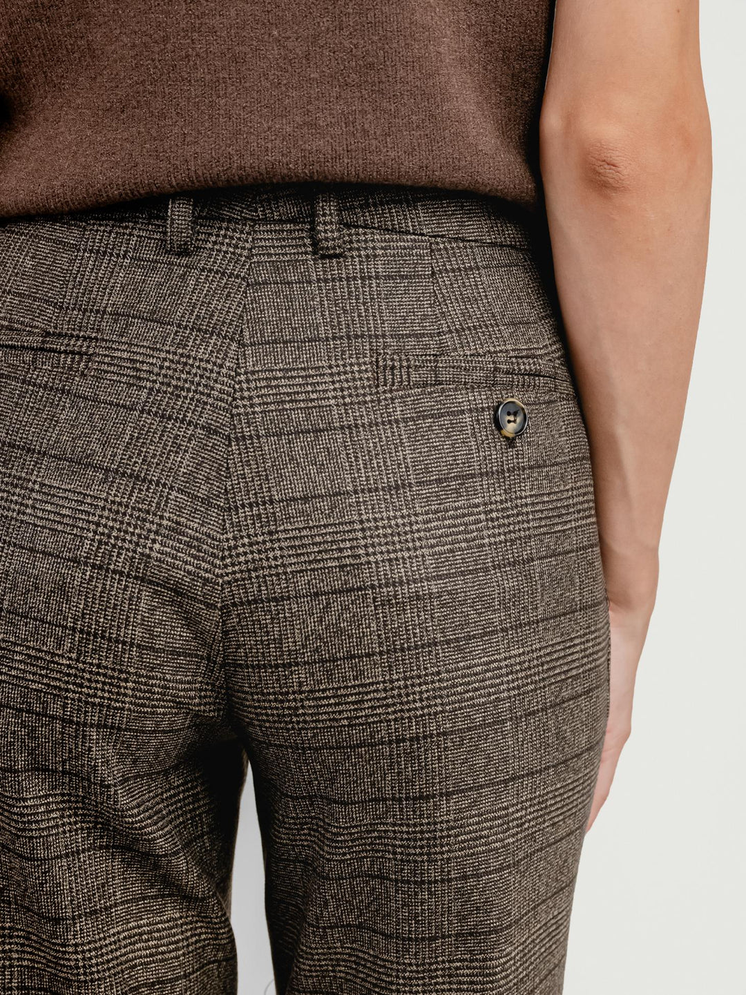 PANTALONE A PALAZZO FANTASIA CHECK TESTA MORO