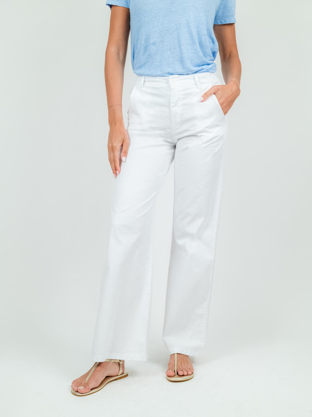 PANTALONE A PALAZZO IN COTONE BIANCO