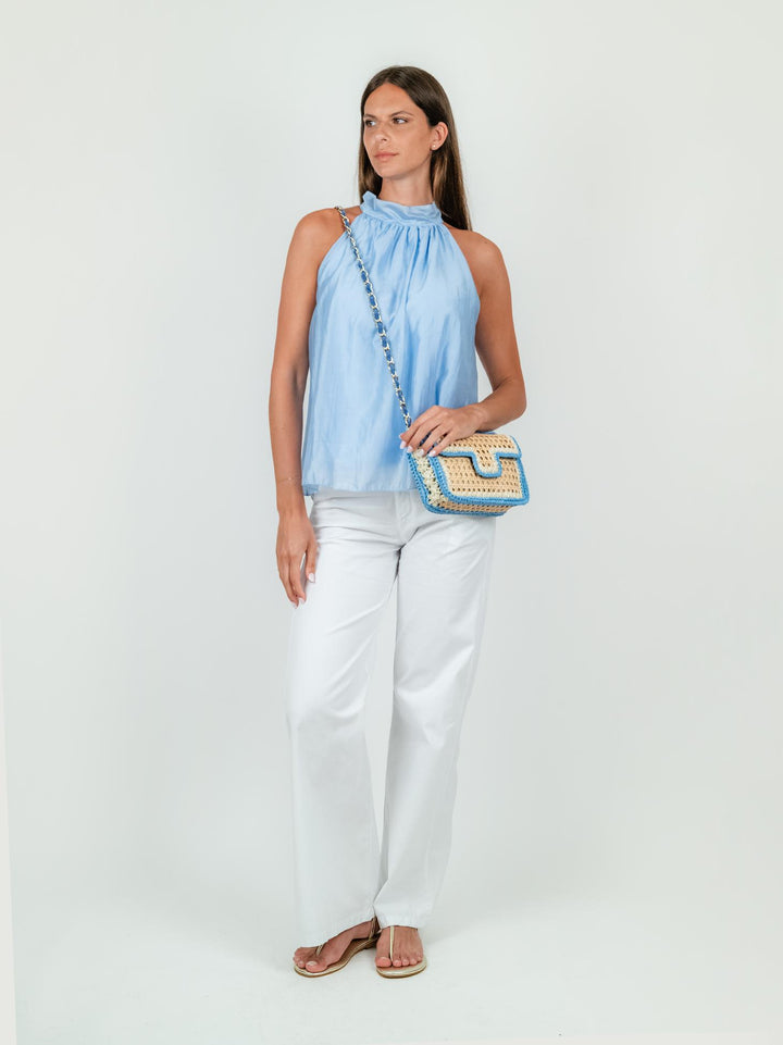 PANTALONE A PALAZZO IN COTONE BIANCO
