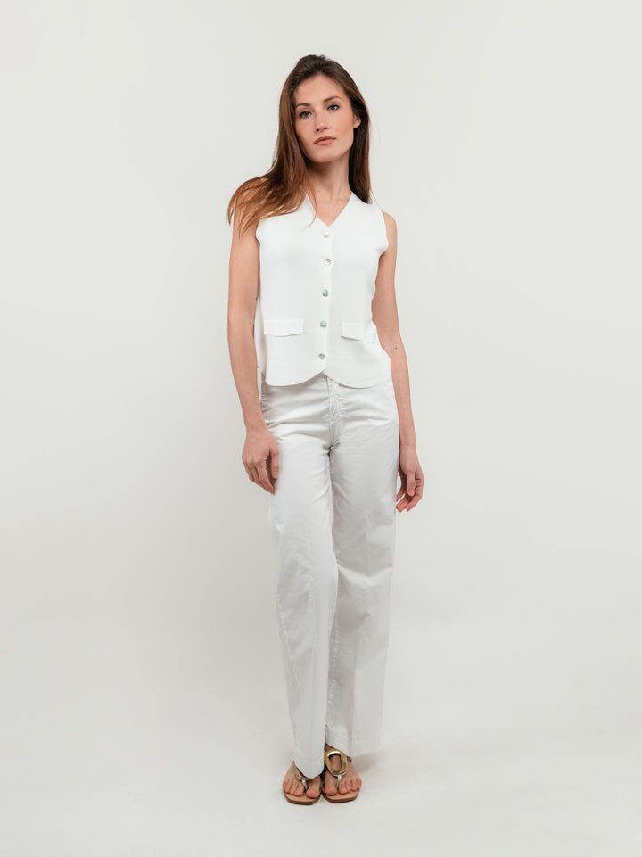 PANTALONE A PALAZZO IN COTONE BIANCO
