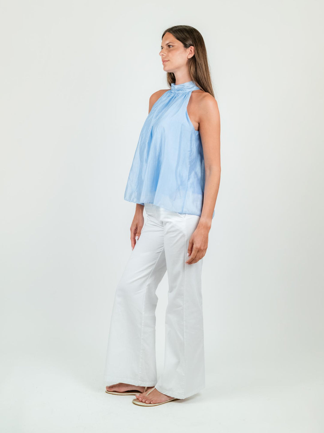 PANTALONE A PALAZZO IN COTONE BIANCO