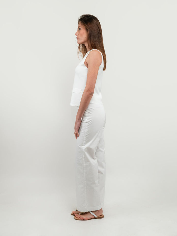 PANTALONE A PALAZZO IN COTONE BIANCO