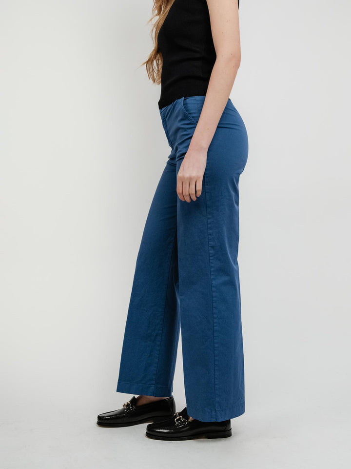 PANTALONE A PALAZZO IN COTONE BLU