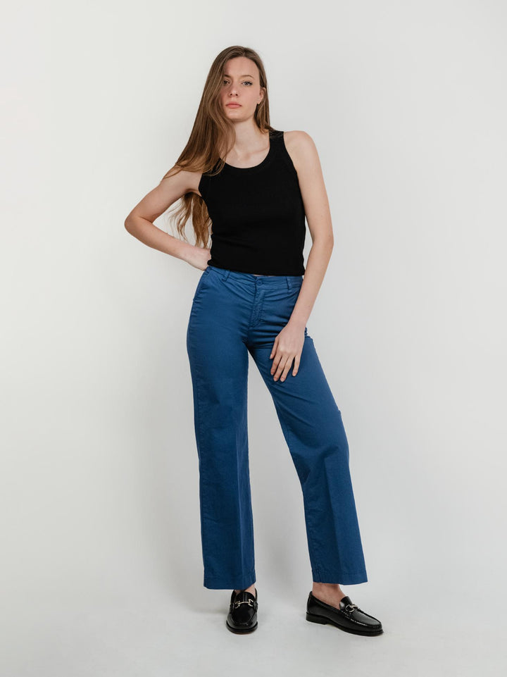 PANTALONE A PALAZZO IN COTONE BLU