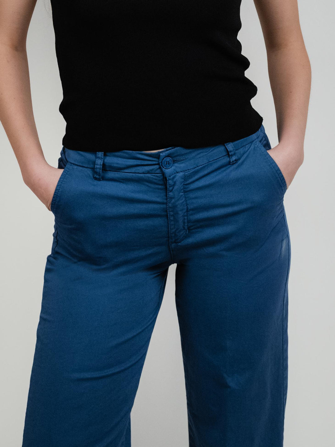 PANTALONE A PALAZZO IN COTONE BLU