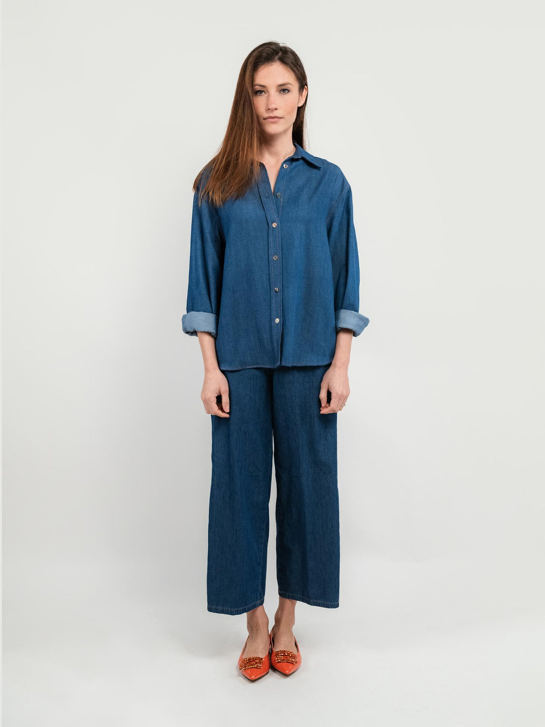 PANTALONE A PALAZZO IN COTONE DENIM