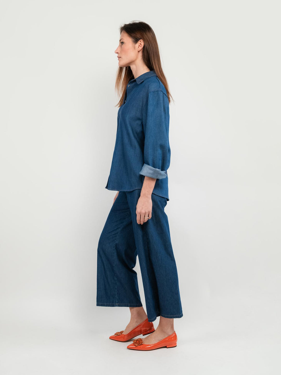 PANTALONE A PALAZZO IN COTONE DENIM