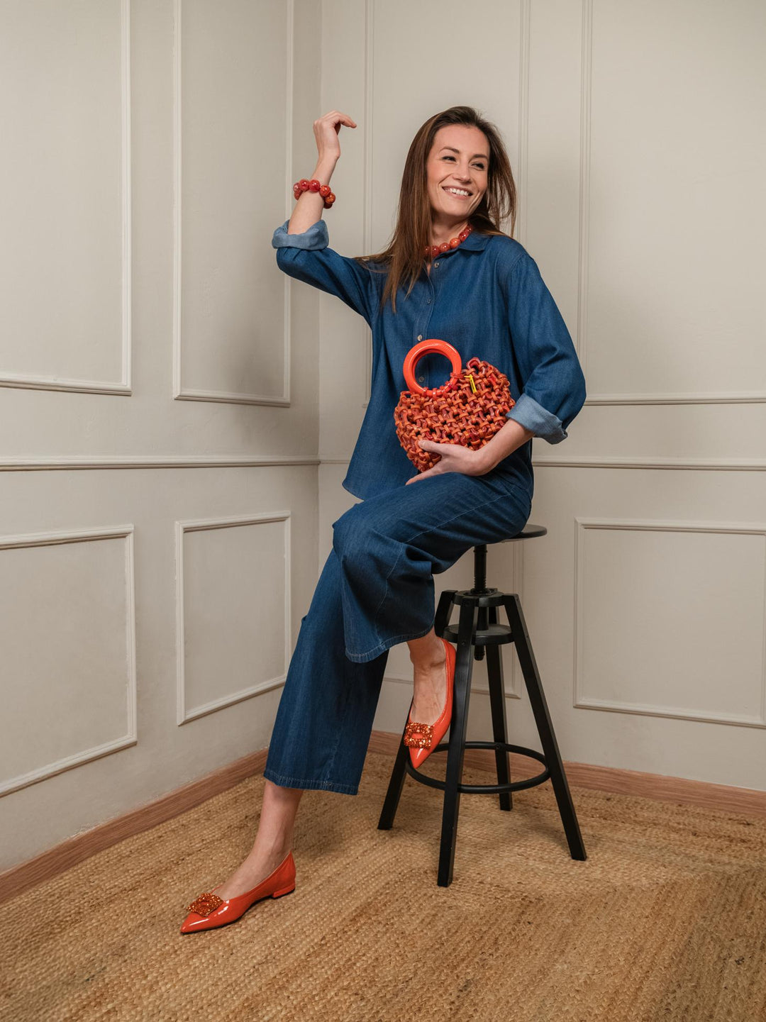 PANTALONE A PALAZZO IN COTONE DENIM