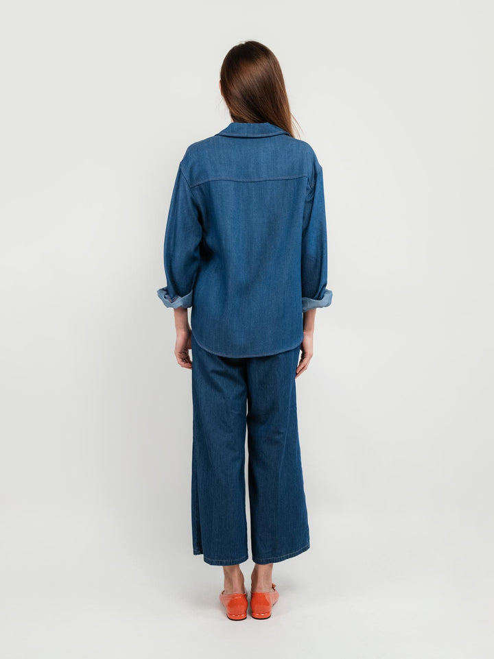 PANTALONE A PALAZZO IN COTONE DENIM
