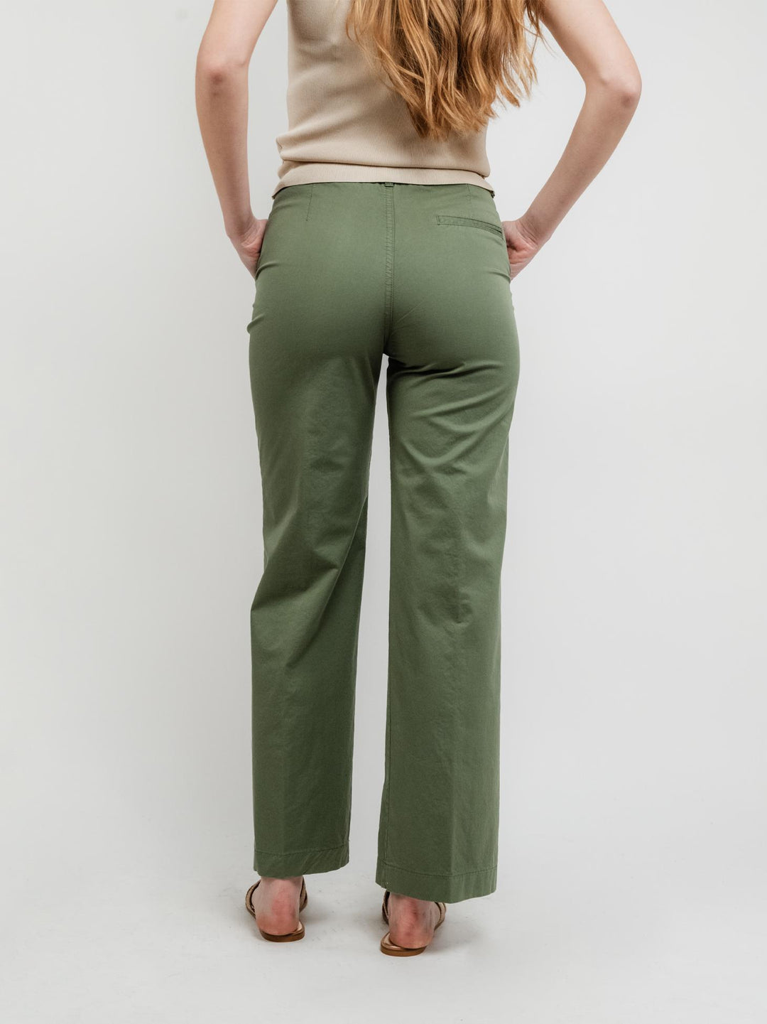 PANTALONE A PALAZZO IN COTONE SALVIA