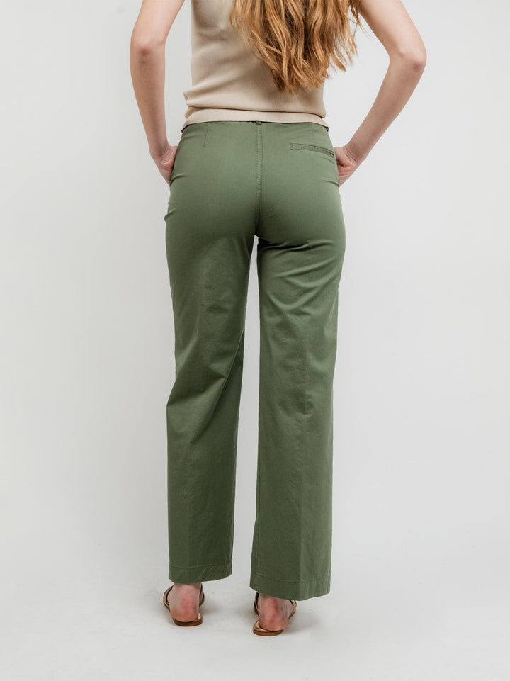 PANTALONE A PALAZZO IN COTONE SALVIA