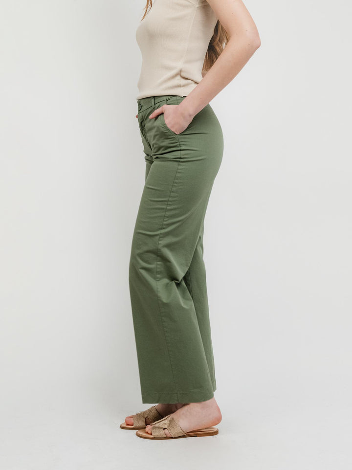 PANTALONE A PALAZZO IN COTONE SALVIA