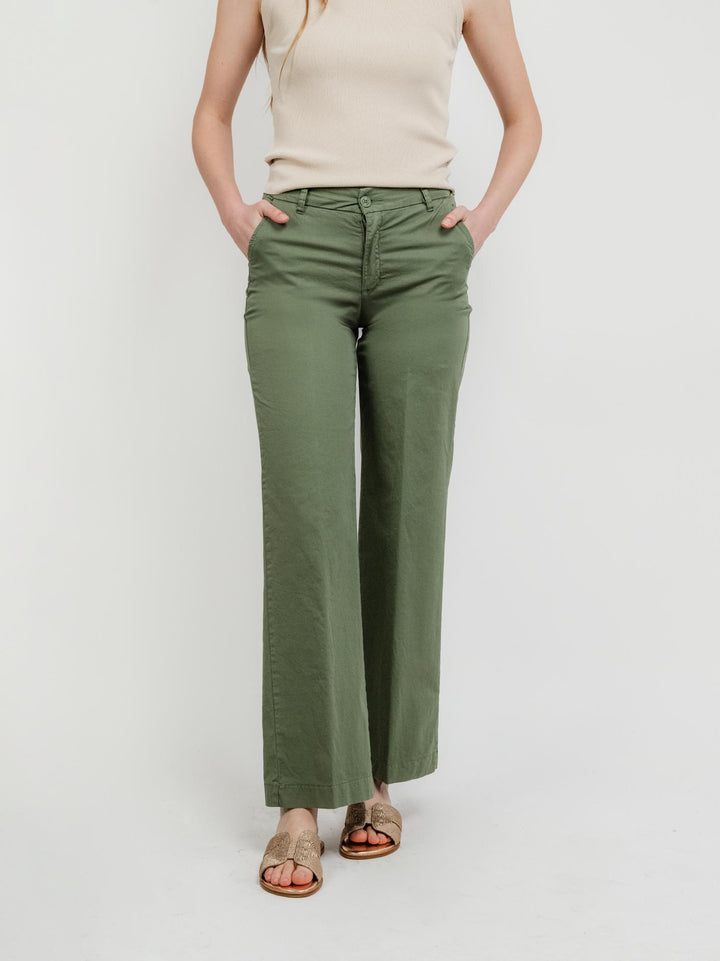PANTALONE A PALAZZO IN COTONE SALVIA