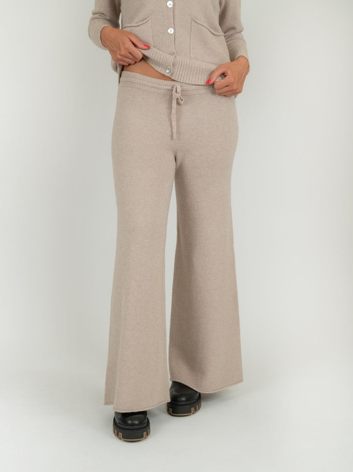 PANTALONE A PALAZZO IN MAGLIA BEIGE