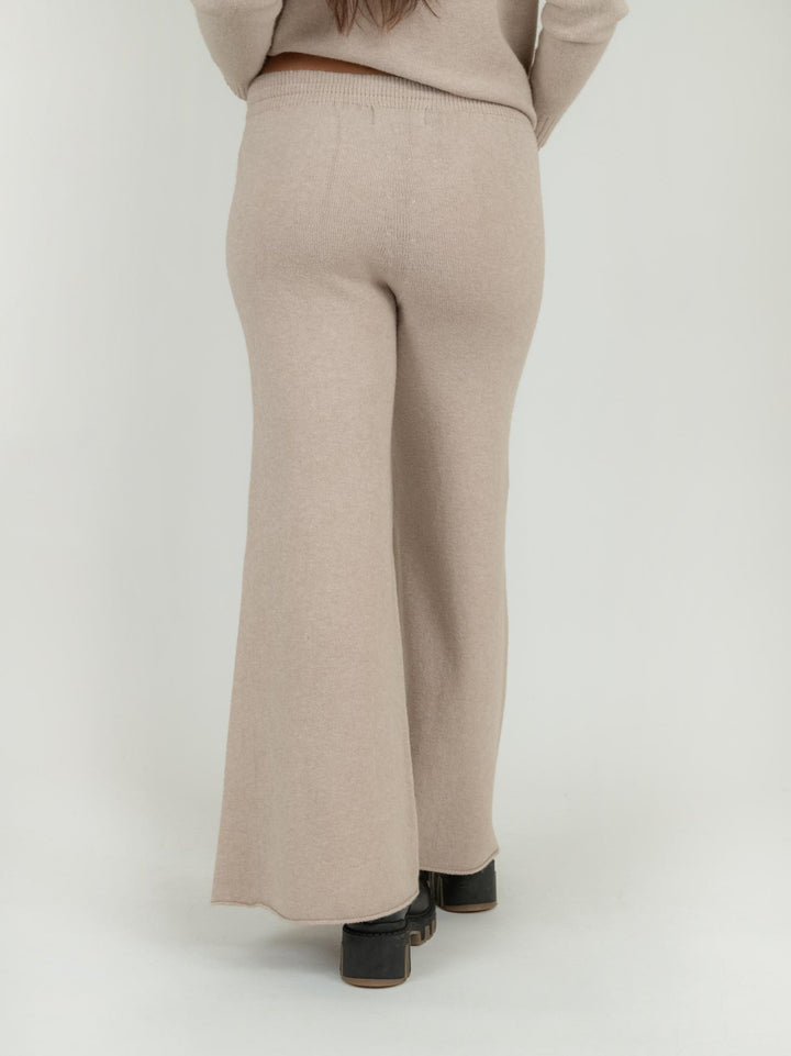 PANTALONE A PALAZZO IN MAGLIA BEIGE