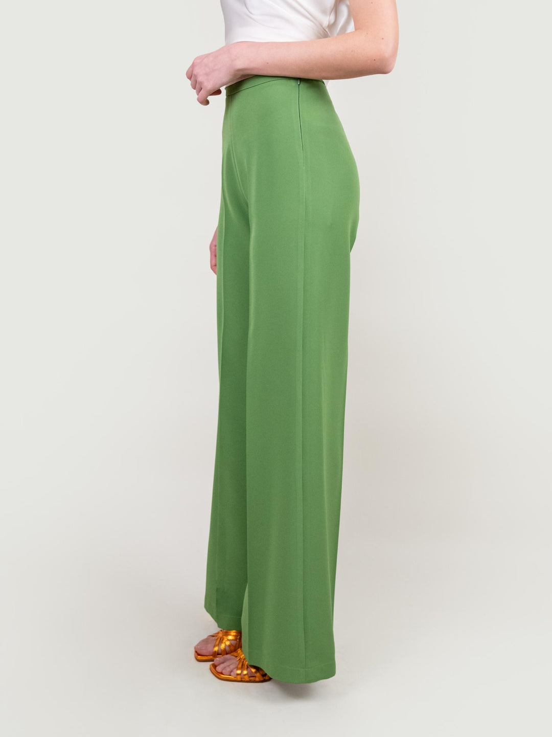 PANTALONE A PALAZZO IN TESSUTO VERDE