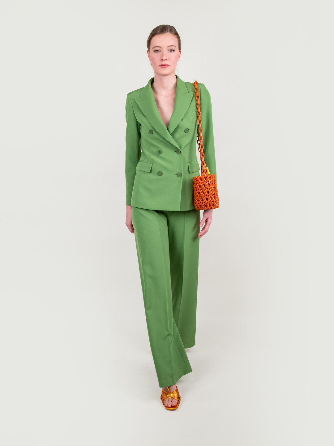 PANTALONE A PALAZZO IN TESSUTO VERDE