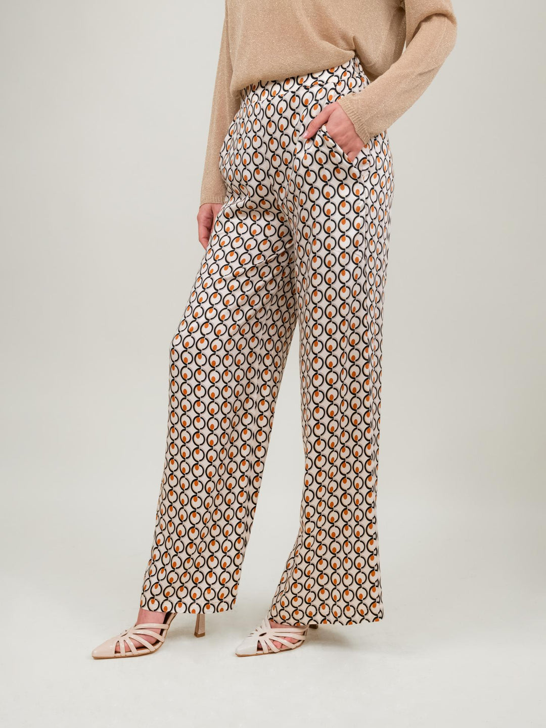 PANTALONE A PALAZZO OPTICAL BEIGE