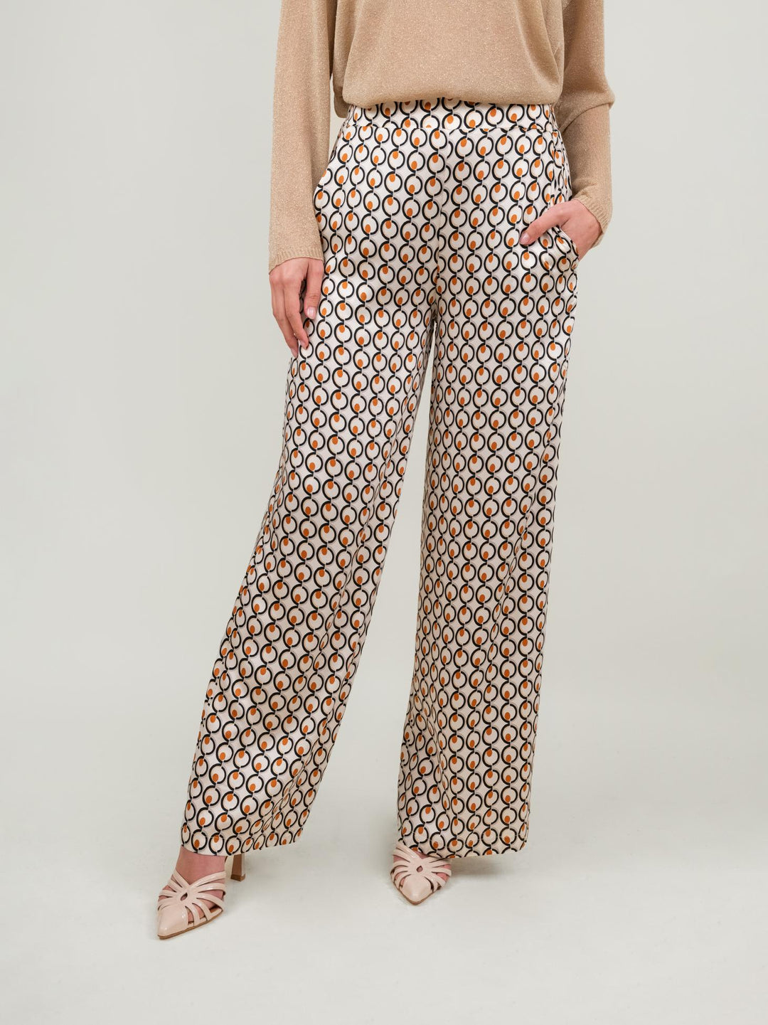 PANTALONE A PALAZZO OPTICAL BEIGE