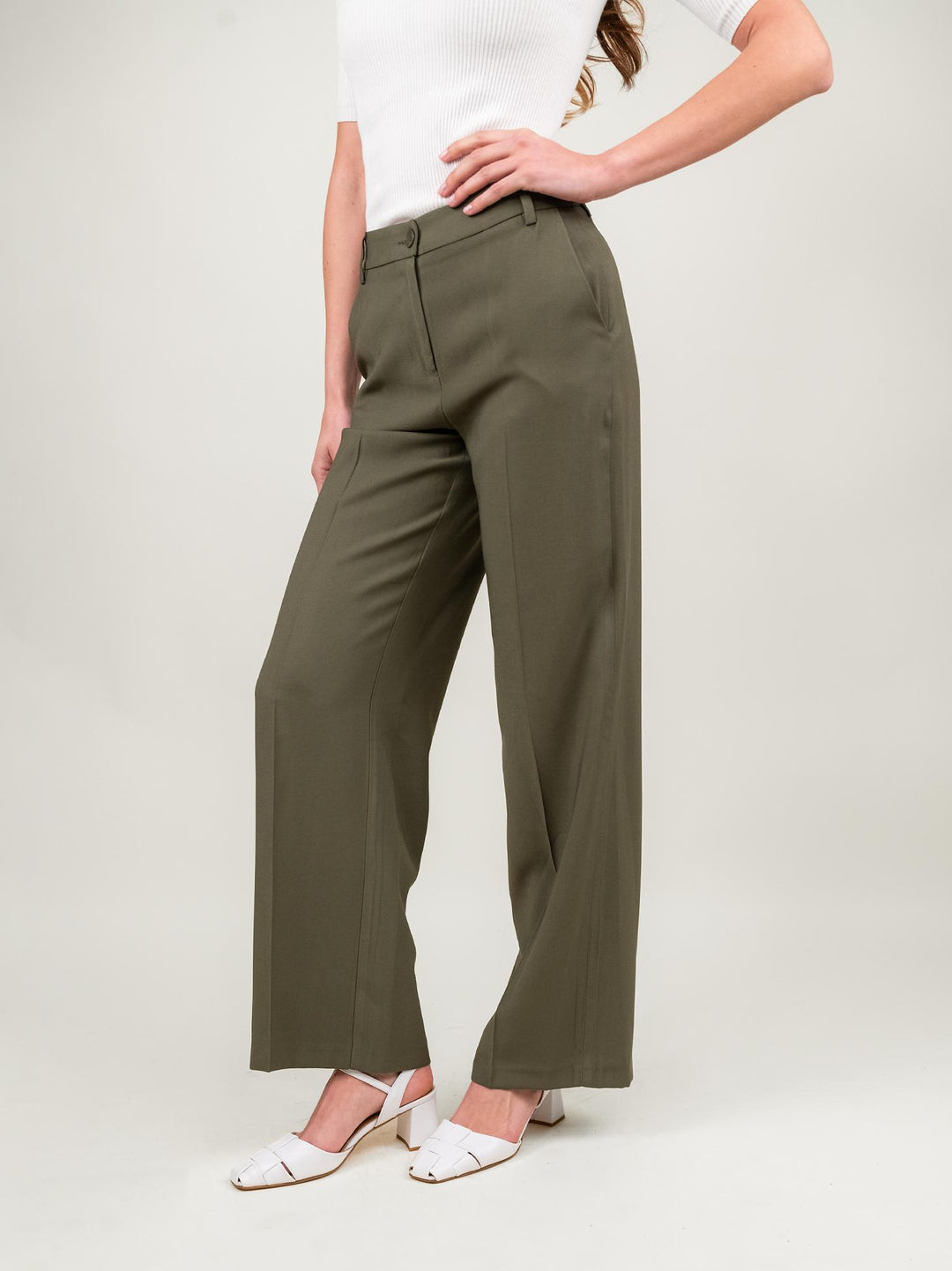 PANTALONE A PALAZZO VERDE MILITARE