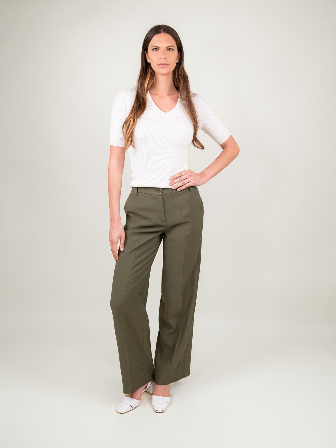 PANTALONE A PALAZZO VERDE MILITARE