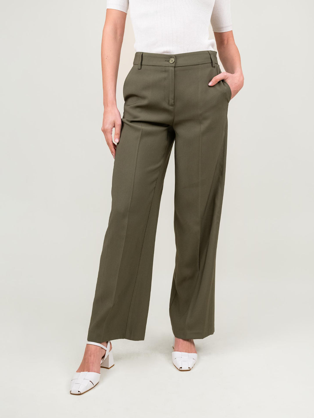 PANTALONE A PALAZZO VERDE MILITARE