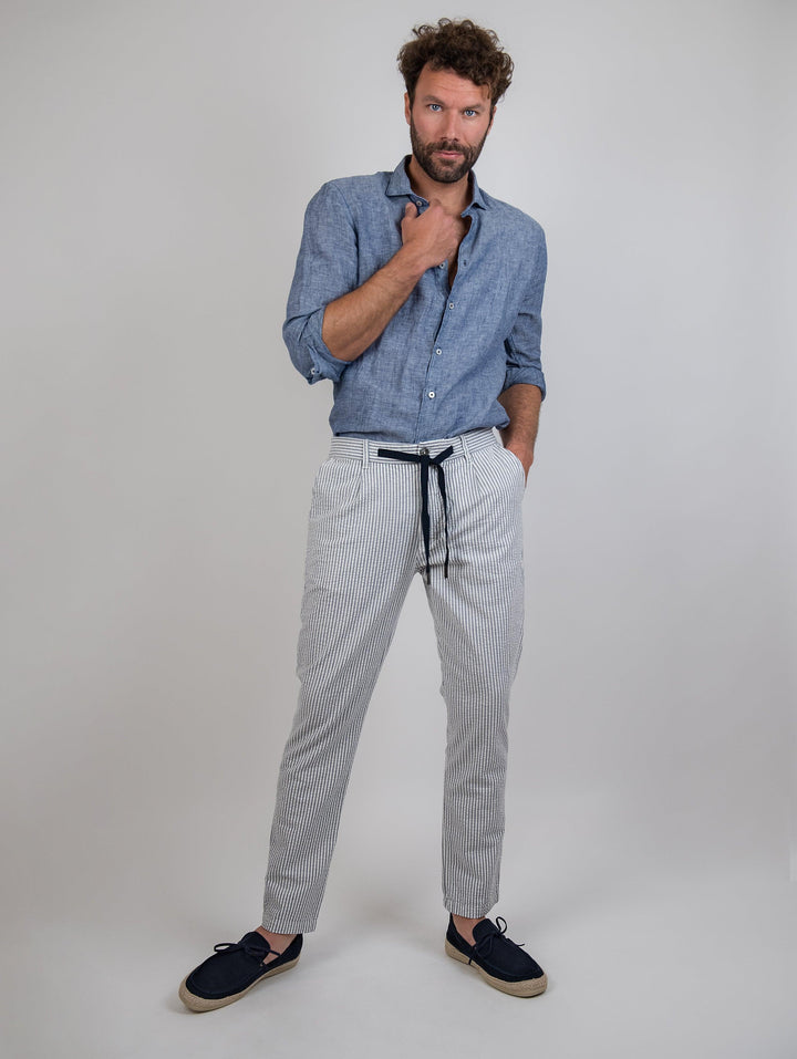 PANTALONE A RIGHE IN  COTONE CON COULISSE