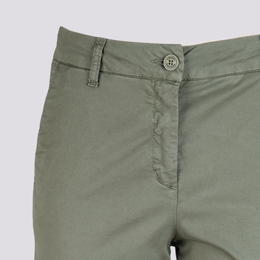 PANTALONE A SIGARETTA COLOR SALVIA IN COTONE