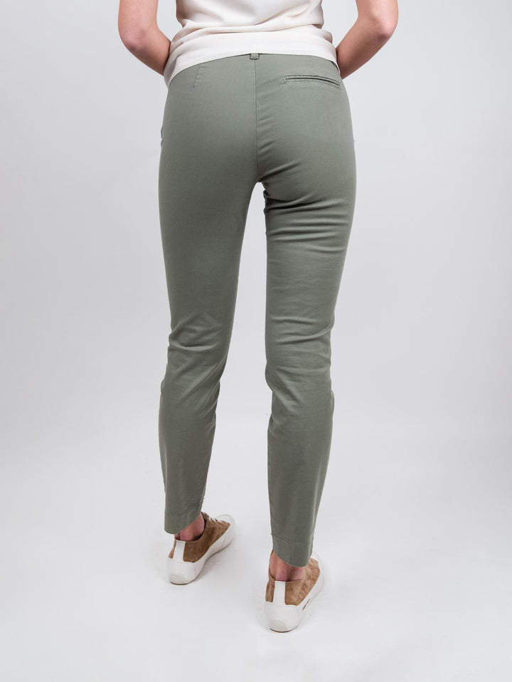PANTALONE A SIGARETTA COLOR SALVIA IN COTONE