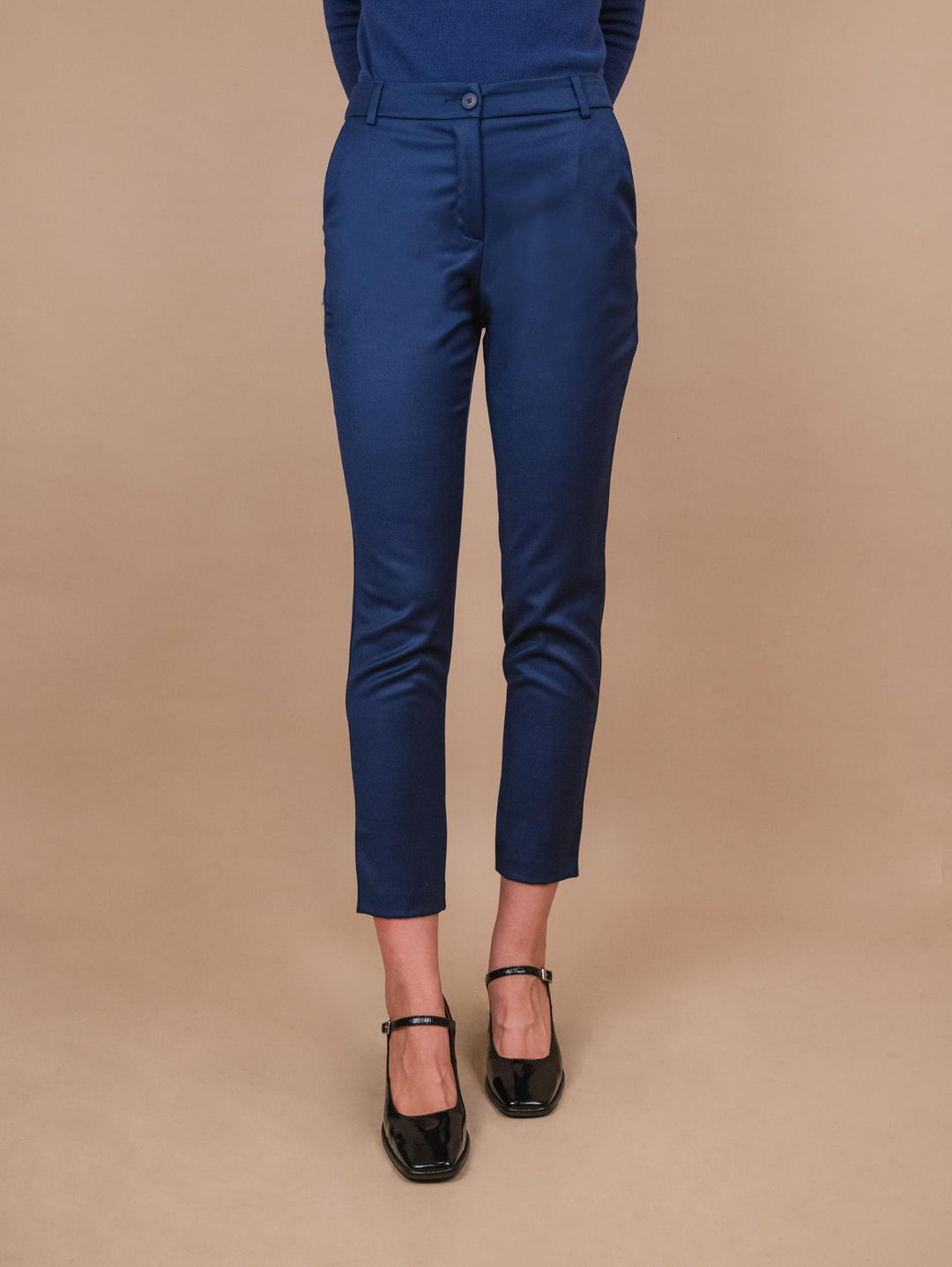PANTALONE A SIGARETTA IN TESSUTO BLU