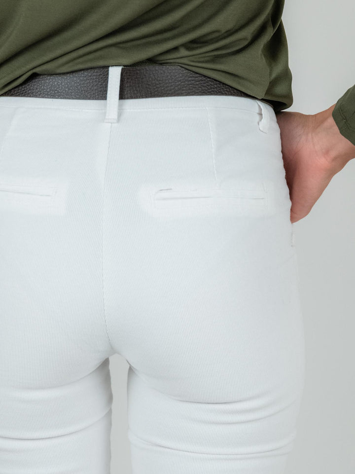 PANTALONE A TROMBETTA BIANCO IN VELLUTO