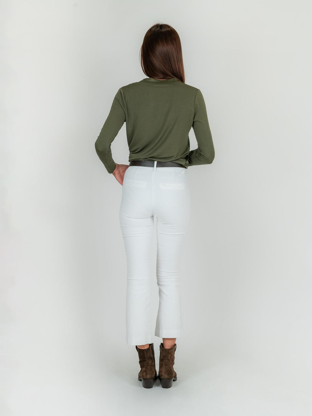 PANTALONE A TROMBETTA BIANCO IN VELLUTO