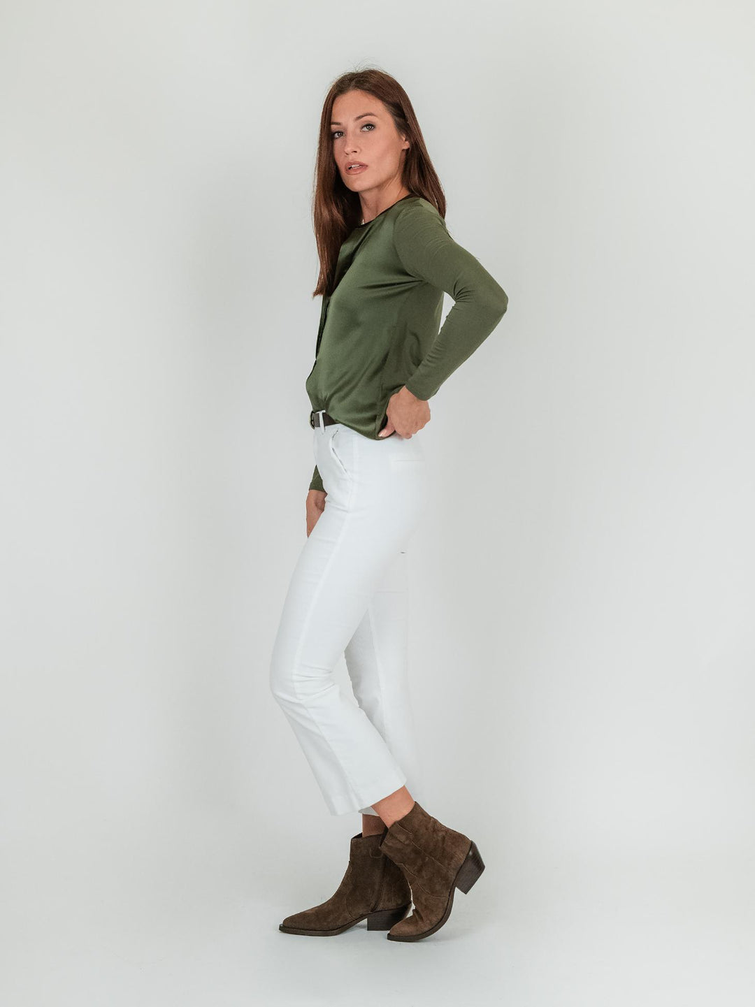 PANTALONE A TROMBETTA BIANCO IN VELLUTO